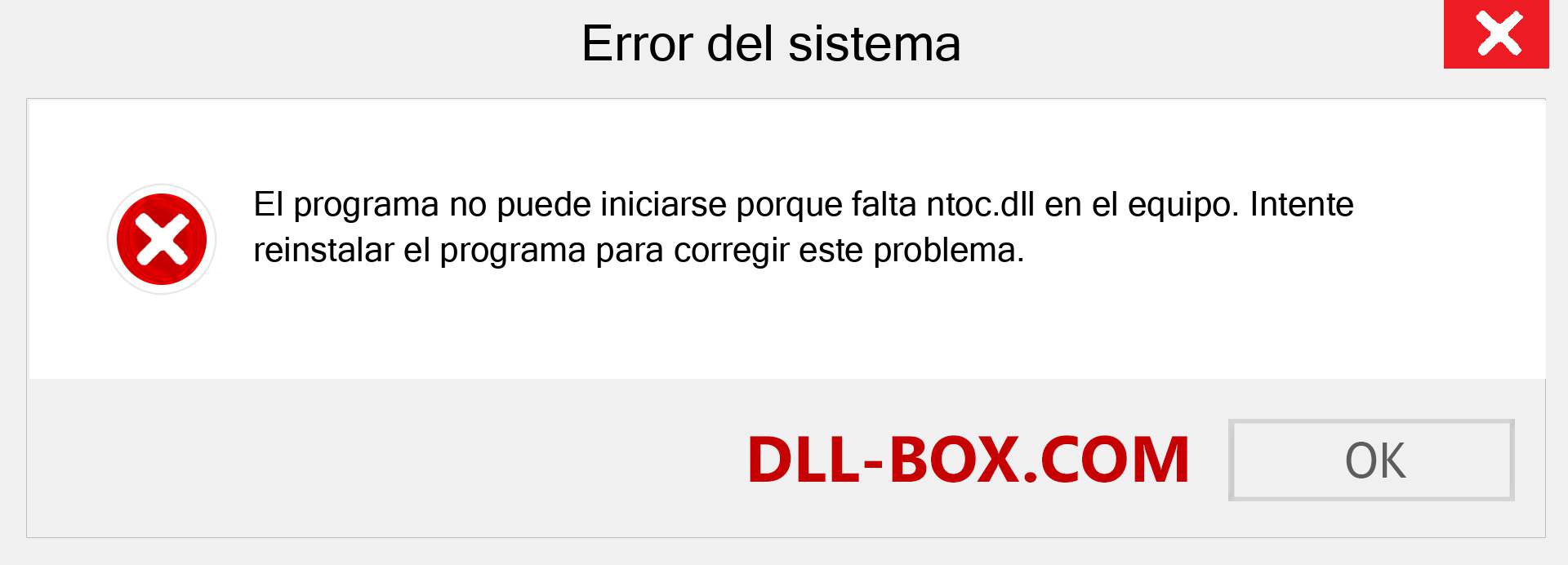 ¿Falta el archivo ntoc.dll ?. Descargar para Windows 7, 8, 10 - Corregir ntoc dll Missing Error en Windows, fotos, imágenes